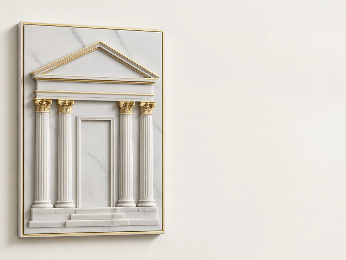 Relevo em mármore branco que representa o setor Imobiliárias e incorporadoras